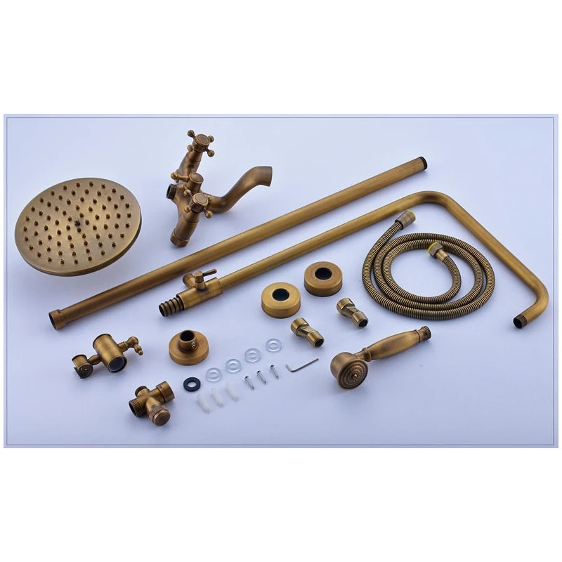 Miron Demid LLC Bronze Rainfall Shower Mixer Faucet Wall Mounted System With Handshower, B-01 6 Miron Demid LLC Bronze Rainfall Shower Mixer Faucet Wall Mounted System With Handshower, B-01 - Image 6