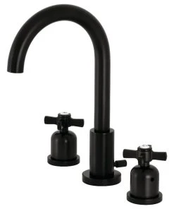 Kingston Brass Fauceture Widespread Bathroom Faucet With Brass Pop-Up, Matte Black