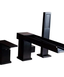 HOMARY Modern 1-Handle Deck-Mount Waterfall Roman BathTub Filler Faucet With Handshower