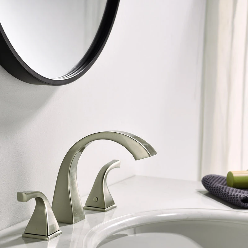 Maxwell Bathroom & Kitchen Inc 8" Brass Widespread Bathroom Sink Faucet, Brushed Nickel 4 Maxwell Bathroom & Kitchen Inc 8" Brass Widespread Bathroom Sink Faucet, Brushed Nickel - Image 4