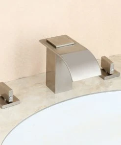 HOMARY Waterfall Double Knob Handle Widespread Sink Faucet Solid Brass For Bathroom, Br -Moen-shop 62a183040ef07c9e 8451 w800 h800 b0 p0