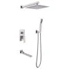 Wellfor Group LLC Wellfor Shower Set, 9.8" Rain Shower Head With Handheld Shower, Tub Spout, Brush
