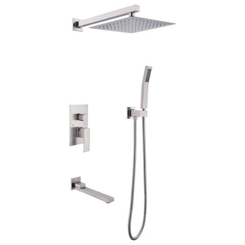 Wellfor Group LLC Wellfor Shower Set, 9.8" Rain Shower Head With Handheld Shower, Tub Spout, Brush 1 Wellfor Group LLC Wellfor Shower Set, 9.8" Rain Shower Head With Handheld Shower, Tub Spout, Brush