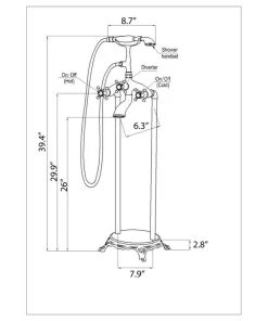 Anzzi Tugela 3-Handle Claw Foot Tub Faucet With Hand Shower, Matte Black -Moen-shop 6371992d00999f89 4258 w800 h800 b1 p0