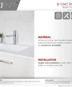 STYLISH Single Handle Modern Bathroom Faucet Basin Sink Faucet, Polished Chrome -Moen-shop 638112c40ff7cc07 6174 w800 h800 b0 p0