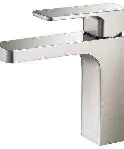 Blossom Kitchen & Bath Supply Blossom Brass Square Single Handle Bathroom Vanity Sink Faucet, Brushed Nickel