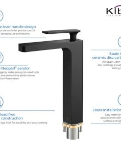 Kibi USA Infinity Single Handle Vessel Sink Faucet KBF1007, Matte Black, W/ Drain 17 Kibi USA Infinity Single Handle Vessel Sink Faucet KBF1007, Matte Black, W/ Drain -Moen-shop 64213ec00f1b558a 1151 w800 h800 b1 p0