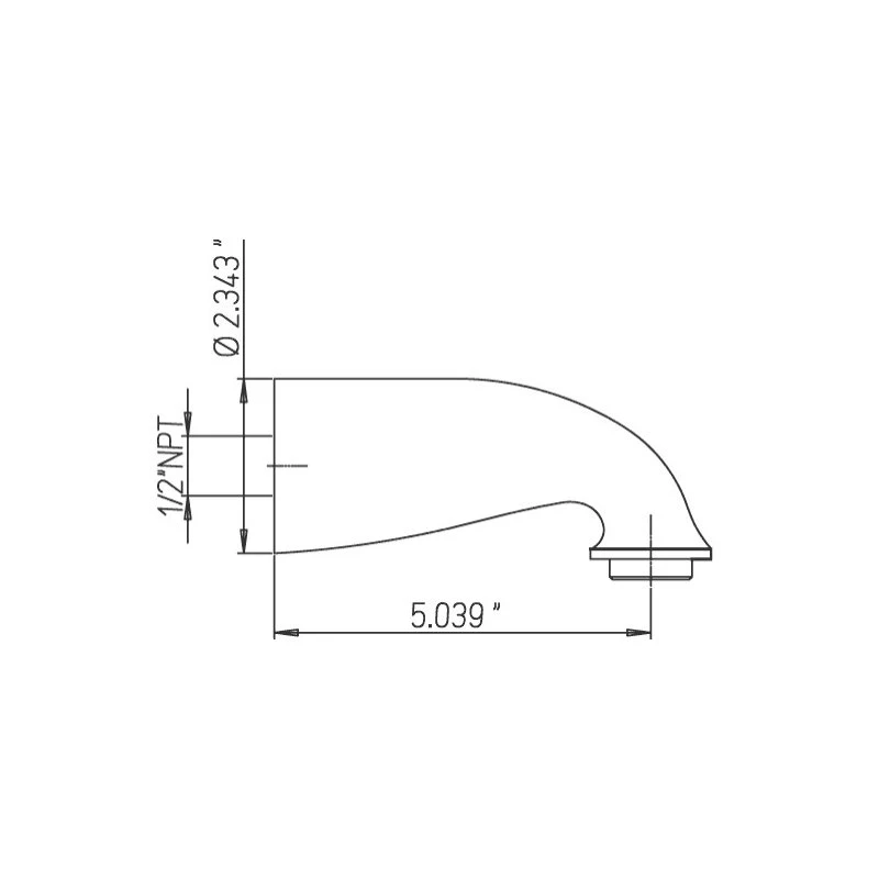 Polished Chrome LaToscana USCR430 5'' Solid Brass Bath Tub Spout 2 Polished Chrome LaToscana USCR430 5'' Solid Brass Bath Tub Spout - Image 2