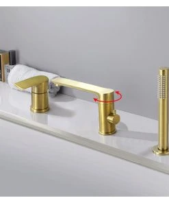 HOMARY Brushed Gold Deck-Mount Roman Bathtub Filler Faucet, Handshower Solid Brass -Moen-shop 64d1c2a8021de1ba 7992 w800 h800 b0 p0