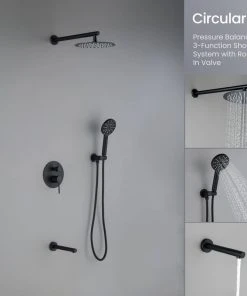 Kibi USA Circular Pressure 3-Function Shower System, Rough-In Valve, Matte Black 17 Kibi USA Circular Pressure 3-Function Shower System, Rough-In Valve, Matte Black -Moen-shop 6521cdca03375b28 5029 w800 h800 b0 p0