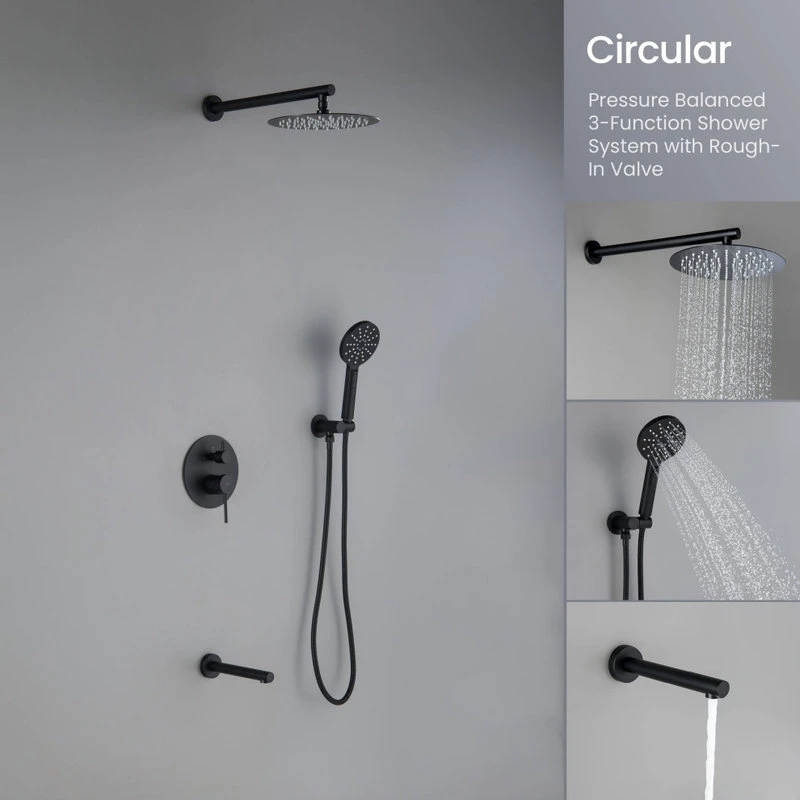 Kibi USA Circular Pressure 3-Function Shower System, Rough-In Valve, Matte Black 3 Kibi USA Circular Pressure 3-Function Shower System, Rough-In Valve, Matte Black - Image 3