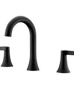 Luxier WSP11-T 2-Handle Widespread Bathroom Faucet With Drain, Matte Black