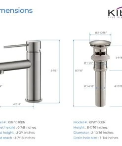 Kibi USA Circular X Brass Single Hole Bathroom Faucet KBF1010, Brush Nickel, With Drain -Moen-shop 6541337a01ba5a98 3434 w800 h800 b1 p0