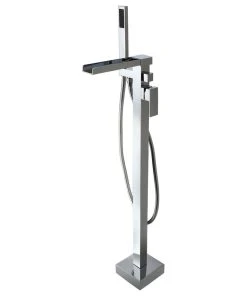 HOMARY Modern Waterfall Freestanding Bathroom Bathtub Faucet Floor Mount Tub Filler, Ch