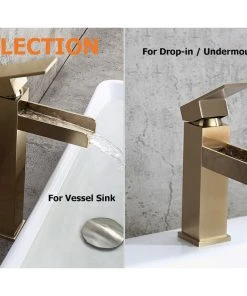 HOMARY Contemporary Single Handle Waterfall Spout Bathroom Vessel Sink Faucet, Brushed -Moen-shop 66d1f48c0f0714a1 4784 w800 h800 b0 p0