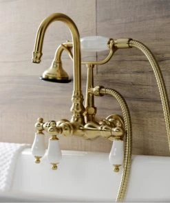 Kingston Brass AE11T7 Wall Mount Clawfoot Tub Faucet, Brushed Brass -Moen-shop 68613bb4013fb883 1891 w800 h800 b0 p0
