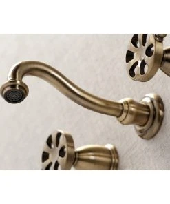 Kingston Brass KS3023RX Two-Handle Wall Mount Tub Faucet, Antique Brass -Moen-shop 6a210a83013fb643 0392 w800 h800 b0 p0