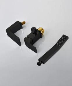 HOMARY Rosa Contemporary Deck Mounted Waterfall Black Roman Tub Faucet, Hand Shower -Moen-shop 6c7190c0017bc18e 5957 w800 h800 b0 p0