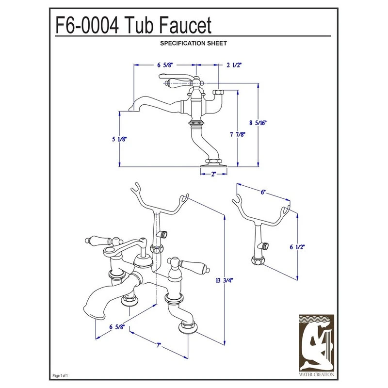 Water Creation Vintage Classic Deck Mount Tub Faucet With Handshower, Brushed Nickel Finish Wit 3 Water Creation Vintage Classic Deck Mount Tub Faucet With Handshower, Brushed Nickel Finish Wit - Image 3