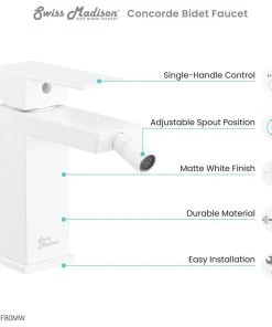 Swiss Madison Concorde Bidet Faucet, Matte White 12 Swiss Madison Concorde Bidet Faucet, Matte White -Moen-shop 70014750025eb41c 4786 w800 h800 b1 p0