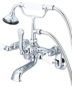 Water Creation Vintage Classic Wall Mount Tub Faucet With Handshower, Hand Polished, Richly Tri