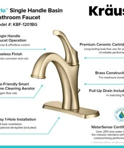 Kraus USA, Inc. Arlo Single Handle 1-Hole Bathroom Basin Faucet, Lift Rod Drain, Brushed Gold -Moen-shop 70f14db900e5e6ad 3184 w800 h800 b0 p0