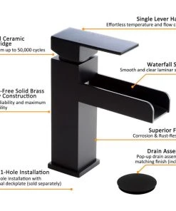 HOMARY Modern Single Hole Waterfall Bathroom Sink Faucet Solid Brass, Matte Black -Moen-shop 7561060000138220 2644 w800 h800 b1 p0