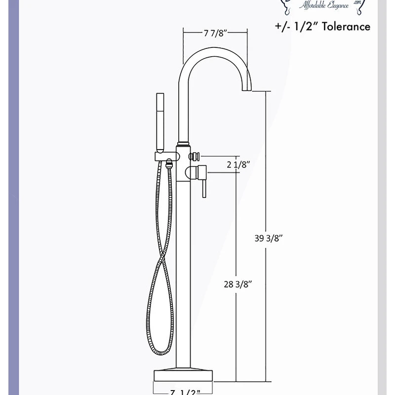The Tub Connection Modern Freestanding Faucet, Shower Wand, Polished Chrome 2 The Tub Connection Modern Freestanding Faucet, Shower Wand, Polished Chrome - Image 2