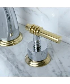 Kingston Brass Kingston Widespread Bathroom Faucet With Pop-Up , Polished Chrome/Polished Brass -Moen-shop 7651549e0ddee203 4751 w800 h800 b0 p0
