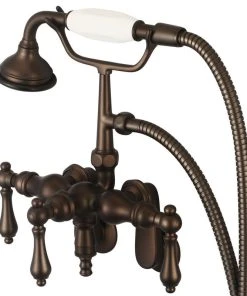 Water Creation Vintage Classic Wall Mount Tub Faucet With Handshower, Oil Rubbed Bronze Finish
