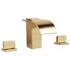 HOMARY Waterfall Double Handle Widespread Sink Faucet For Bathroom, Brushed Gold