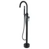 Jims Maison Freestanding Single Handle High Arc Bathtub Faucet With Shower Hose, Matte Black