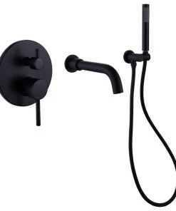 JimsMaison Wall Mount Tub Faucet With Handheld Shower