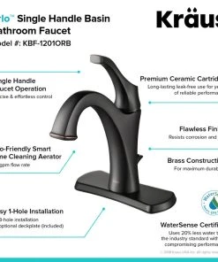 Kraus USA, Inc. Arlo Single Handle 1-Hole Bathroom Basin Faucet, Lift Rod Drain, Oil Rub Bronze -Moen-shop 7aa1947700e5e7b6 3143 w800 h800 b0 p0