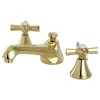 Kingston Brass Widespread Bathroom Faucet With Brass Pop-Up, Polished Brass