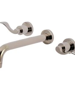 Kingston Brass KS8026DFL Two-Handle Wall Mount Tub Faucet, Polished Nickel