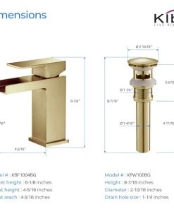 Kibi USA Waterfall Single Handle Bathroom Faucet KBF1004, Brush Gold, W/ Drain -Moen-shop 7d11ceff01ba2f27 1632 w800 h800 b1 p0
