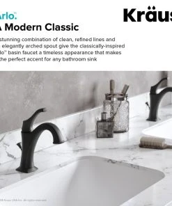 Kraus USA, Inc. Arlo Single Handle 1-Hole Bathroom Basin Faucet, Lift Rod Drain, Matte Black -Moen-shop 7e616f4900e5e707 3160 w800 h800 b0 p0