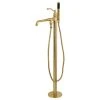 Kingston Brass Freestanding Tub Faucet With Hand Shower, Brushed Brass