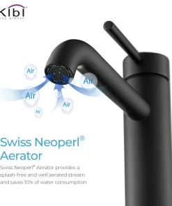 Kibi USA Circular Brass Single Handle Bathroom Faucet KBF1009, Matte Black, With Drain -Moen-shop 7ed147e90f1b56e1 7270 w800 h800 b1 p0