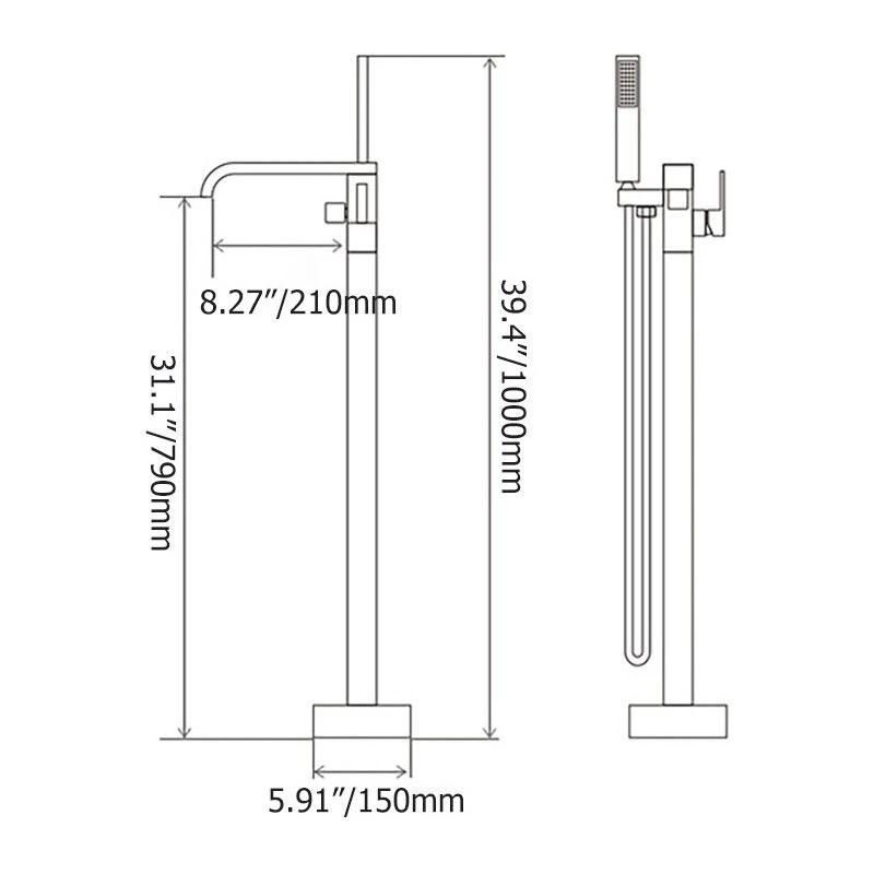 HOMARY Floor Mounted Single Handle Freestanding Bathtub Faucet With Handheld Shower, Br 10 HOMARY Floor Mounted Single Handle Freestanding Bathtub Faucet With Handheld Shower, Br - Image 10