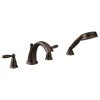 Moen Brantford 2-Handle Low Arc Roman Tub Faucet Includes Hand Shower, Oil Rubbe
