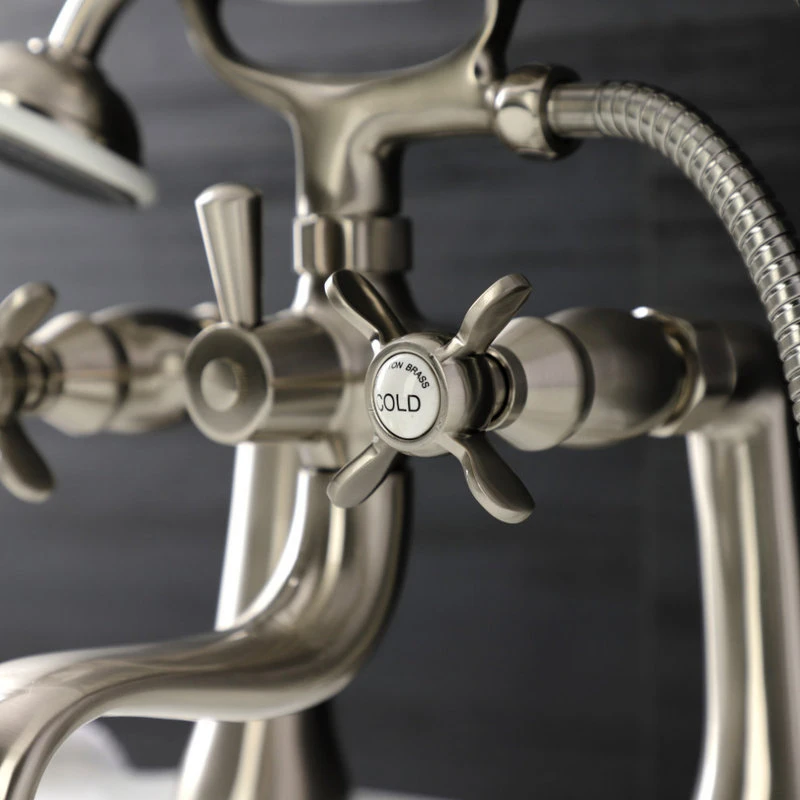 Kingston Brass KS248SN Deck Mount Clawfoot Tub Faucet With Hand Shower, Brushed Nickel 2 Kingston Brass KS248SN Deck Mount Clawfoot Tub Faucet With Hand Shower, Brushed Nickel - Image 2