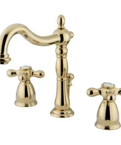 Kingston Brass Widespread Bathroom Faucet With Brass Pop-Up, Polished Brass
