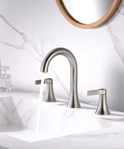 Luxier WSP11-T 2-Handle Widespread Bathroom Faucet With Drain, Brushed Nickel -Moen-shop 84b1c30601660d18 4848 w800 h800 b0 p0