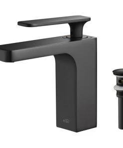 Kibi USA Infinity Single Handle Bathroom Faucet KBF1006, Matte Black, W/ Drain