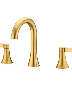 Luxier WSP11-T 2-Handle Widespread Bathroom Faucet With Drain, Brushed Gold