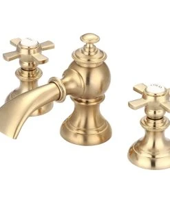 Water Creation F2-0013-06-FX Satin Brass Waterfall With Flat Cross Handles True Brass Lavatory