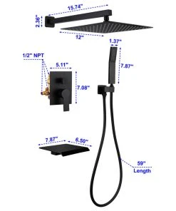 Wellfor Group LLC Wellfor Shower Faucet Set, 12" Rain Shower Head With Handheld Combo Set -Moen-shop 8591bffa01c04307 0232 w800 h800 b1 p0