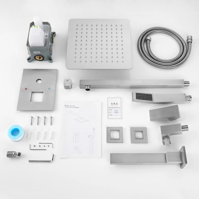 Wellfor Group LLC Wellfor Shower Set, 9.8" Rain Shower Head With Handheld Shower, Tub Spout, Brush 7 Wellfor Group LLC Wellfor Shower Set, 9.8" Rain Shower Head With Handheld Shower, Tub Spout, Brush - Image 7